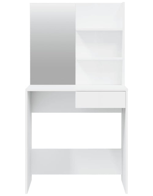 Încărcați imaginea în vizualizatorul Galerie, Masă de toaletă cu oglindă, alb extralucios, 74,5x40x141 cm - Lando
