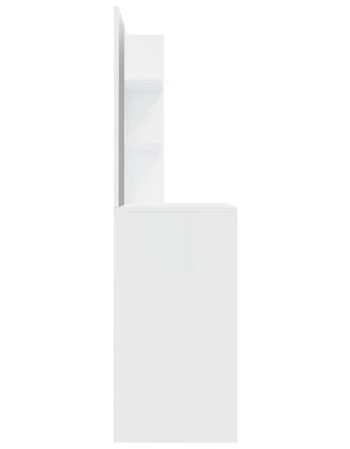 Загрузите изображение в средство просмотра галереи, Masă de toaletă cu oglindă, alb extralucios, 74,5x40x141 cm - Lando
