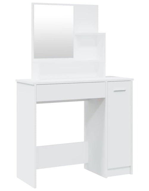 Загрузите изображение в средство просмотра галереи, Masă de toaletă cu oglindă, alb, 86,5x35x136 cm - Lando
