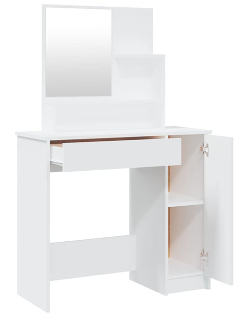 Încărcați imaginea în vizualizatorul Galerie, Masă de toaletă cu oglindă, alb, 86,5x35x136 cm - Lando
