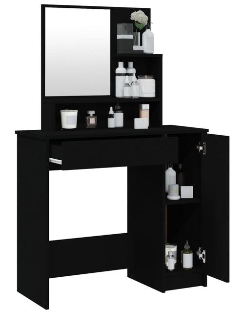 Încărcați imaginea în vizualizatorul Galerie, Masă de toaletă cu oglindă, negru, 86,5x35x136 cm - Lando
