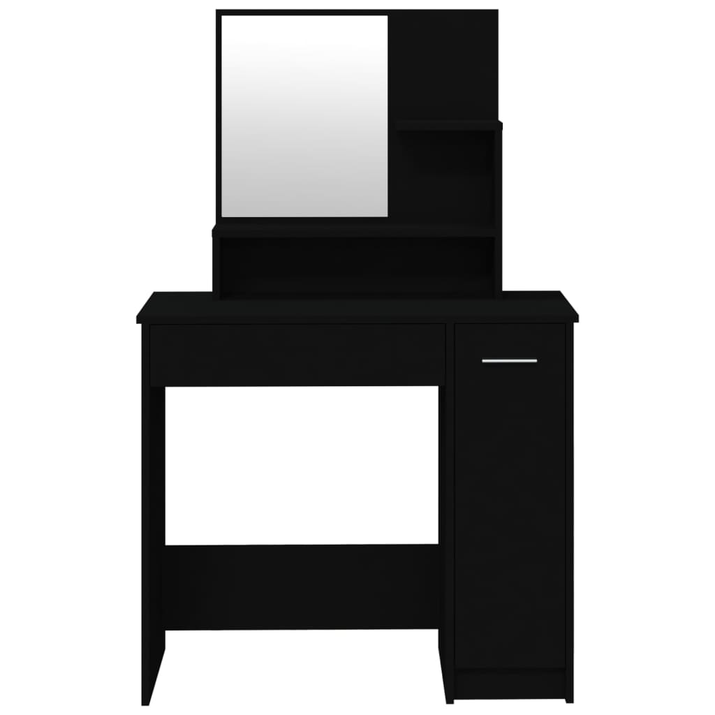 Masă de toaletă cu oglindă, negru, 86,5x35x136 cm - Lando