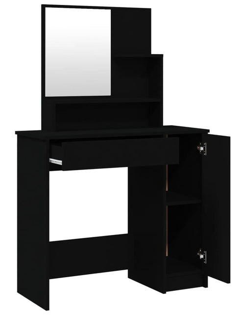 Încărcați imaginea în vizualizatorul Galerie, Masă de toaletă cu oglindă, negru, 86,5x35x136 cm - Lando
