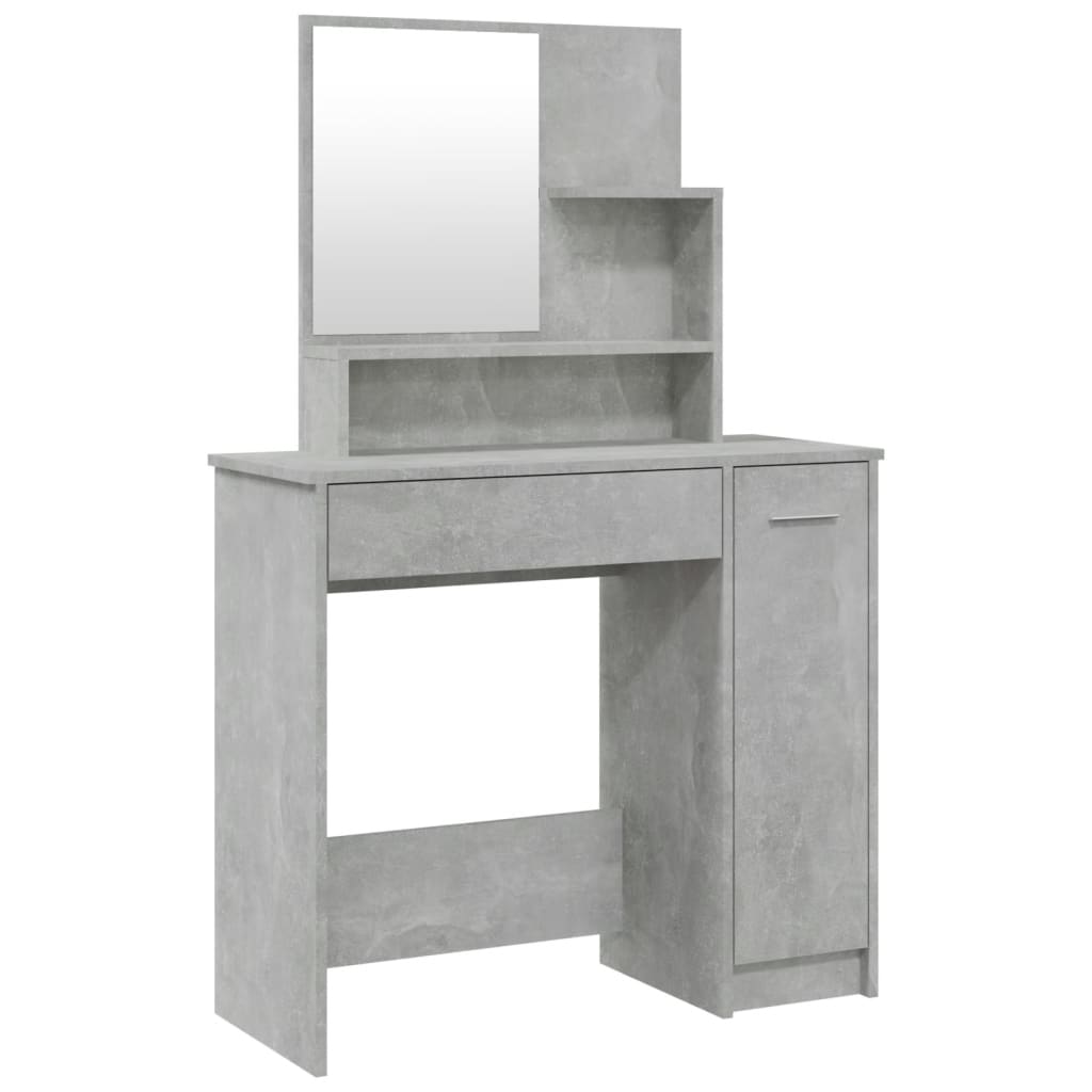 Masă de toaletă cu oglindă, gri beton, 86,5x35x136 cm - Lando