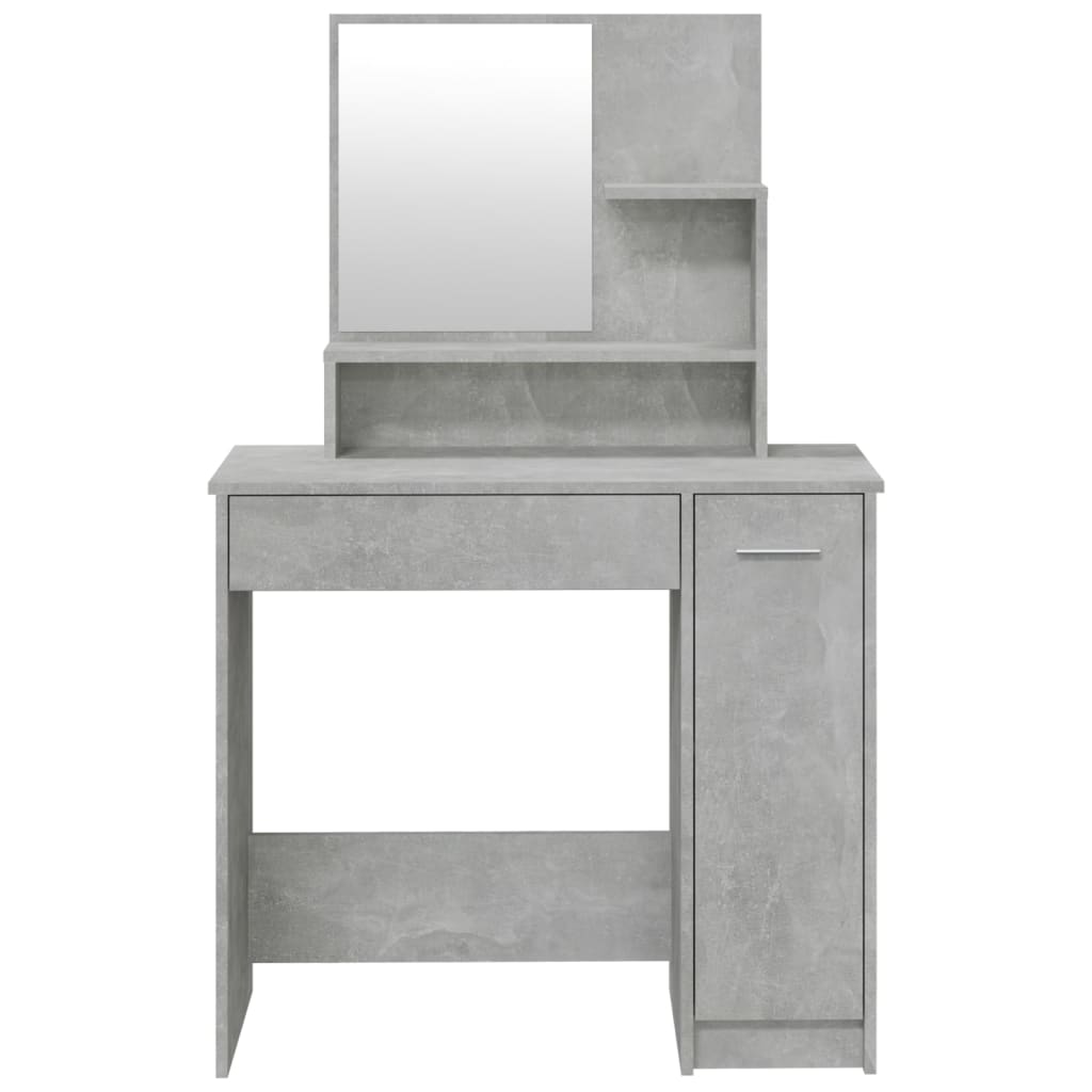 Masă de toaletă cu oglindă, gri beton, 86,5x35x136 cm - Lando