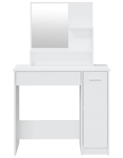 Загрузите изображение в средство просмотра галереи, Masă de toaletă cu oglindă, alb extralucios, 86,5x35x136 cm - Lando
