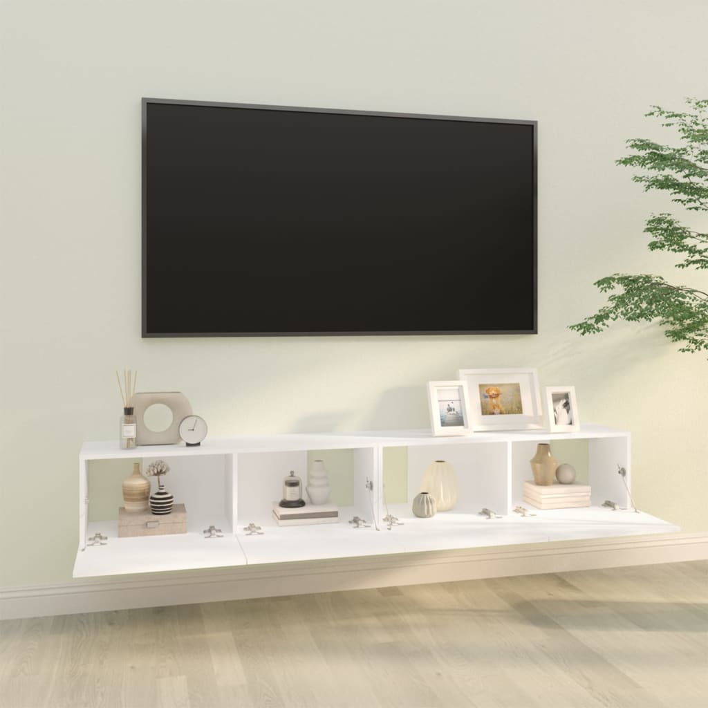 Dulapuri TV de perete 2 buc. alb 100x30x30 cm lemn compozit Lando - Lando