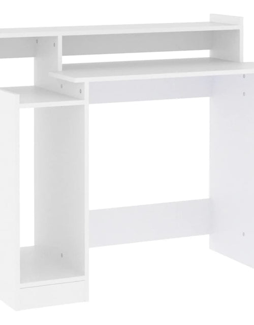 Încărcați imaginea în vizualizatorul Galerie, Birou cu lumini LED, alb, 97x90x45 cm lemn compozit - Lando
