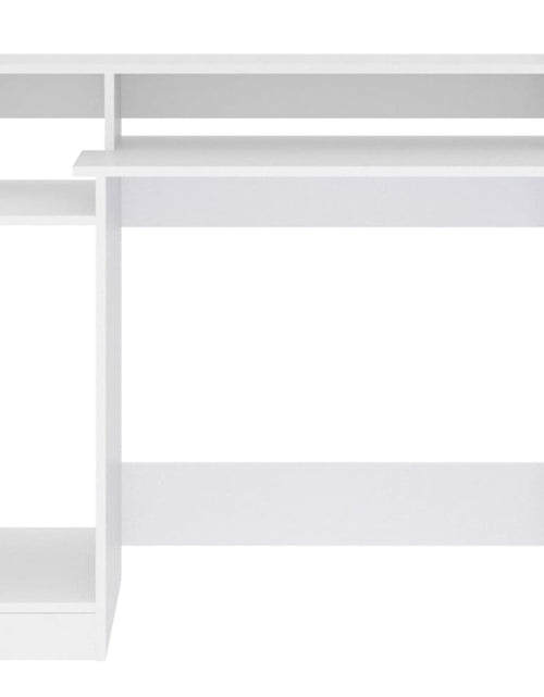 Încărcați imaginea în vizualizatorul Galerie, Birou cu lumini LED, alb, 97x90x45 cm lemn compozit - Lando
