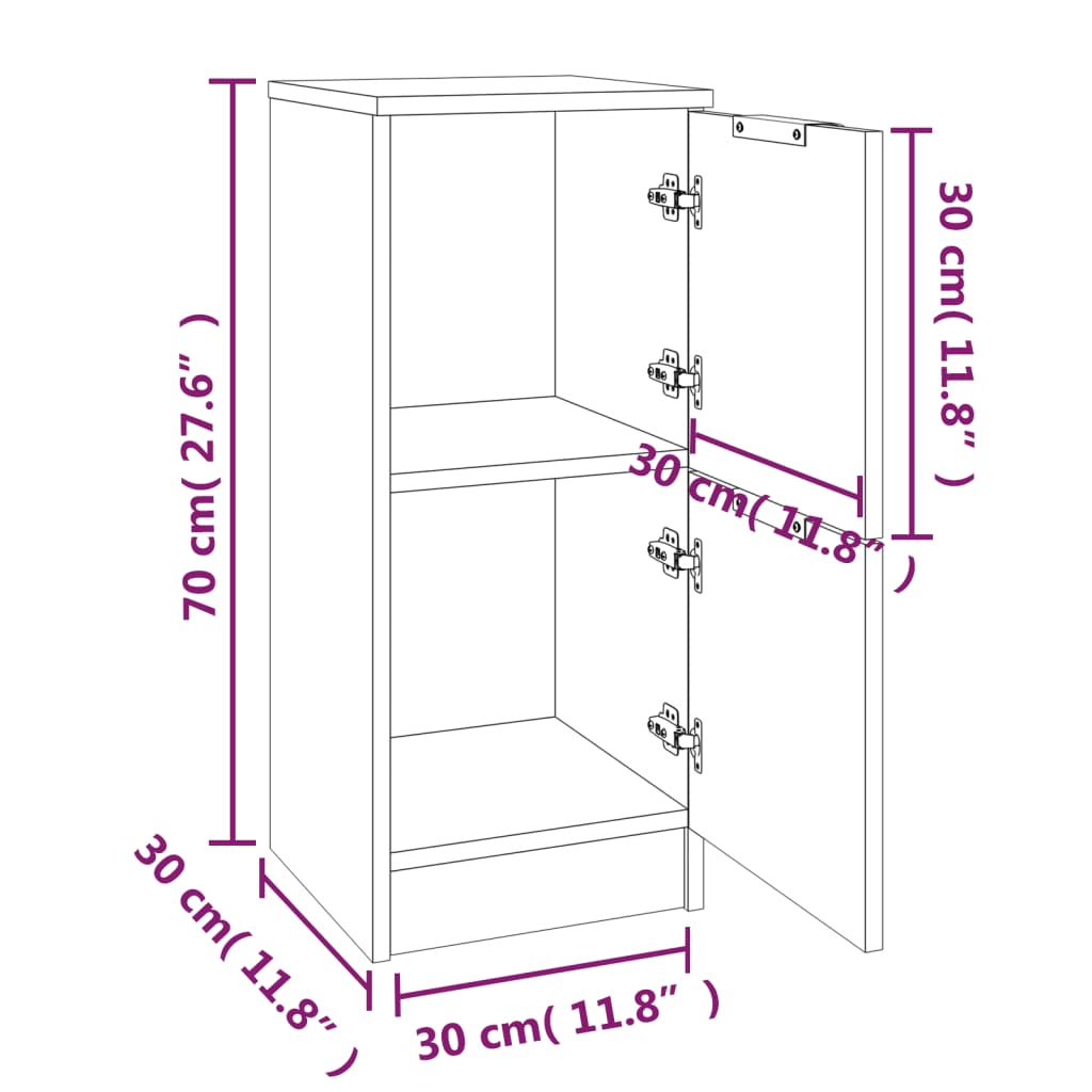 Servante, 2 buc., gri beton, 30x30x70 cm, lemn compozit Lando - Lando