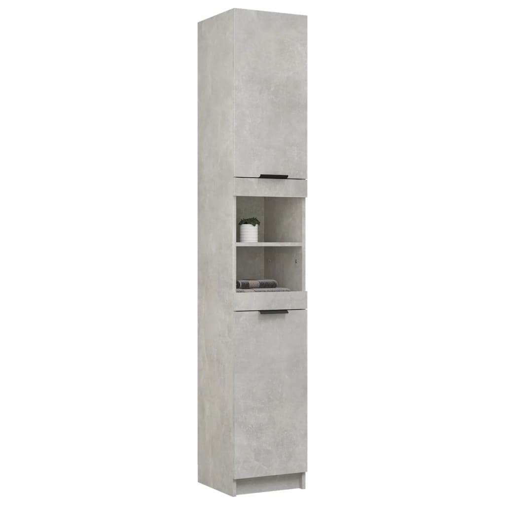 Dulap de baie, gri beton, 32x34x188,5 cm, lemn compozit - Lando