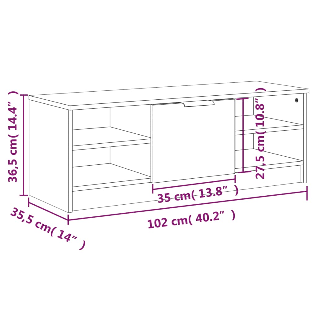 Comodă TV, alb, 102x35,5x36,5 cm, lemn compozit Lando - Lando