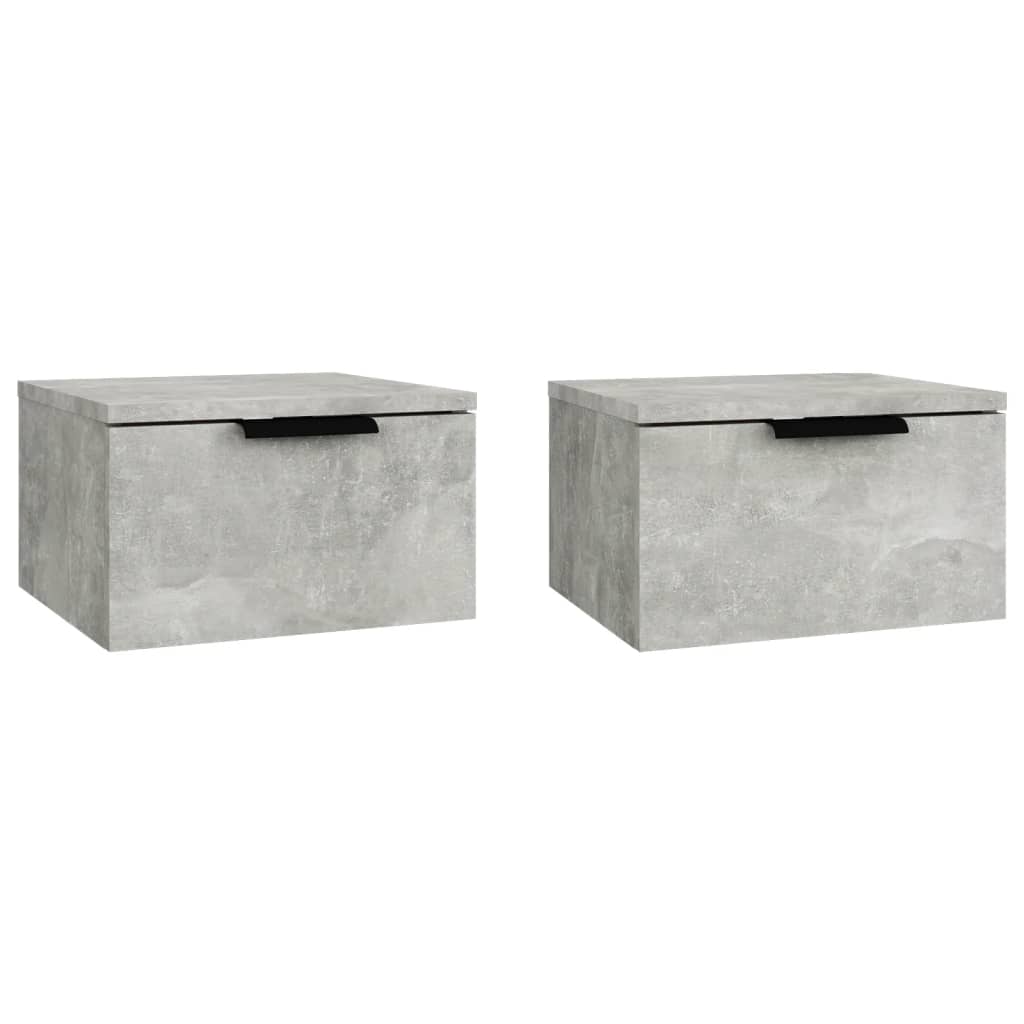 Noptiere de perete, 2 buc., gri beton, 34x30x20 cm - Lando