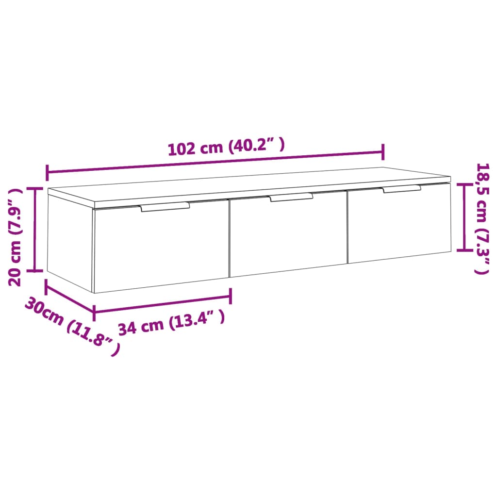 Dulap de perete, alb, 102x30x20 cm, lemn compozit Lando - Lando