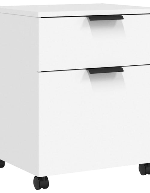 Încărcați imaginea în vizualizatorul Galerie, Fișet mobil cu roți, alb, 45x38x54 cm, lemn prelucrat - Lando

