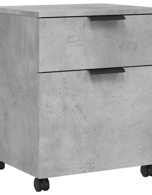 Încărcați imaginea în vizualizatorul Galerie, Fișet mobil cu roți, gri beton, 45x38x54 cm, lemn prelucrat Lando - Lando
