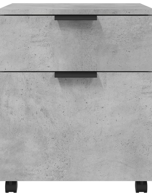 Încărcați imaginea în vizualizatorul Galerie, Fișet mobil cu roți, gri beton, 45x38x54 cm, lemn prelucrat Lando - Lando
