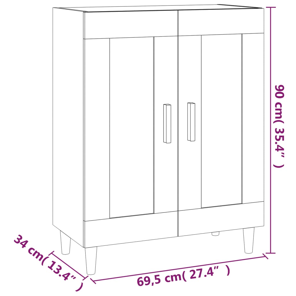 Servantă, gri beton, 69,5x34x90 cm, lemn compozit - Lando