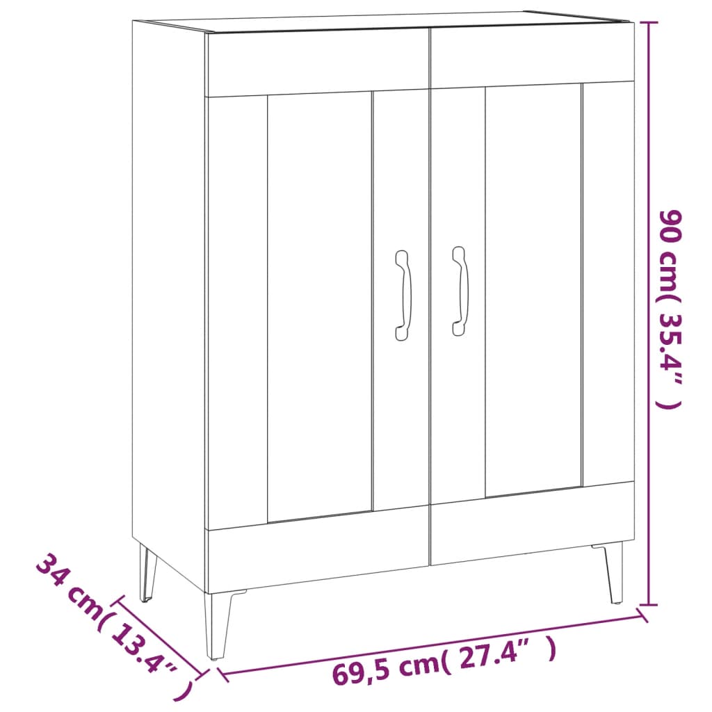 Servantă, alb, 69,5x34x90 cm, lemn compozit Lando - Lando