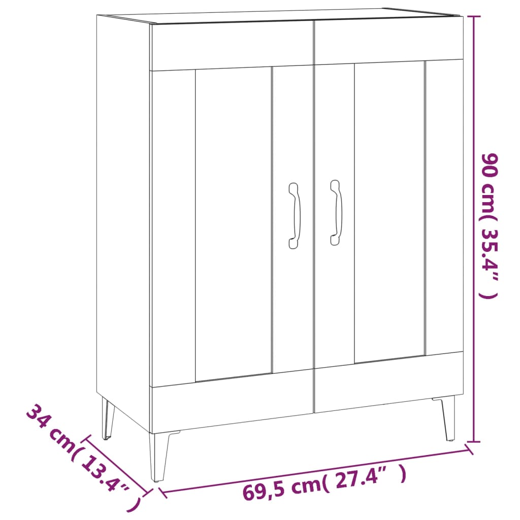 Servantă, alb extralucios, 69,5x34x90 cm, lemn compozit Lando - Lando