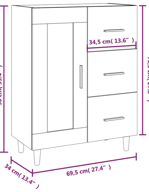 Загрузите изображение в средство просмотра галереи, Servantă, alb extralucios, 69,5x34x90 cm, lemn compozit Lando - Lando
