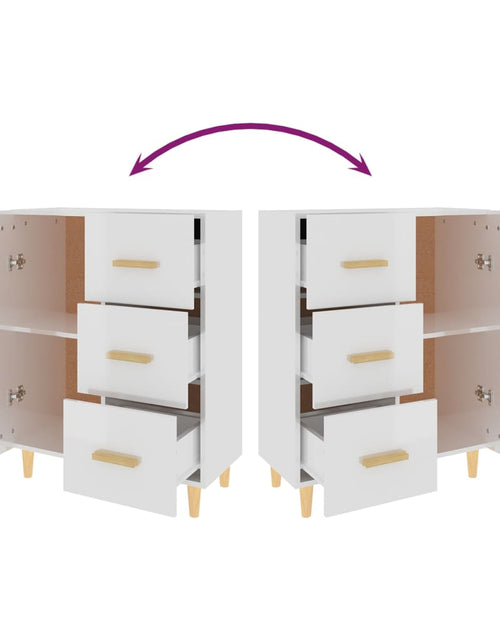 Загрузите изображение в средство просмотра галереи, Servantă, alb extralucios, 69,5x34x90 cm, lemn compozit Lando - Lando
