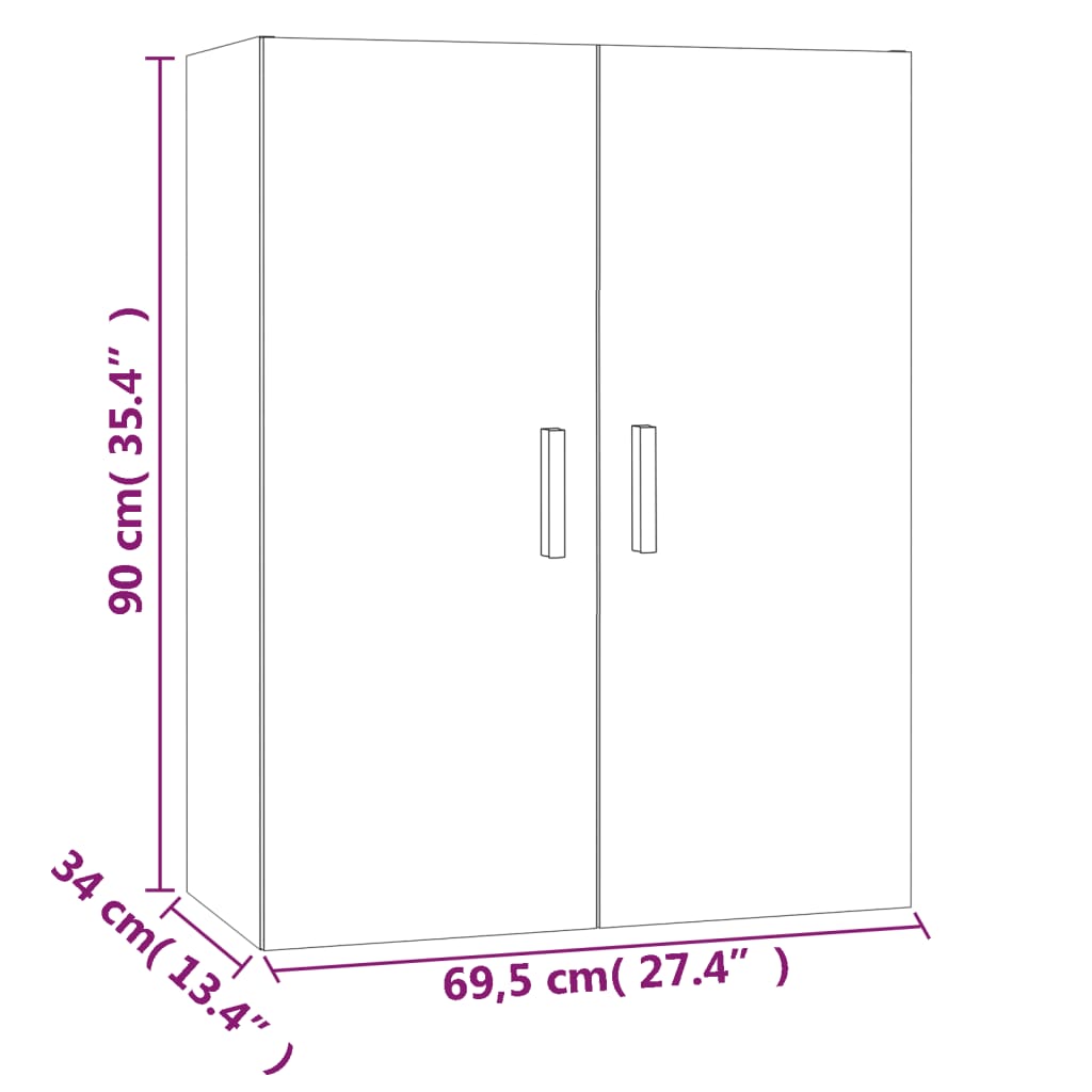 Dulap de perete suspendat, alb extralucios, 69,5x34x90 cm Lando - Lando