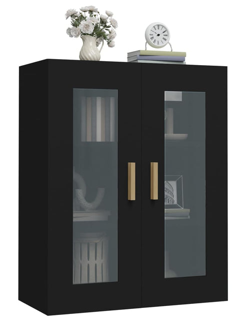 Încărcați imaginea în vizualizatorul Galerie, Dulap de perete suspendat, negru, 69,5x34x90 cm Lando - Lando
