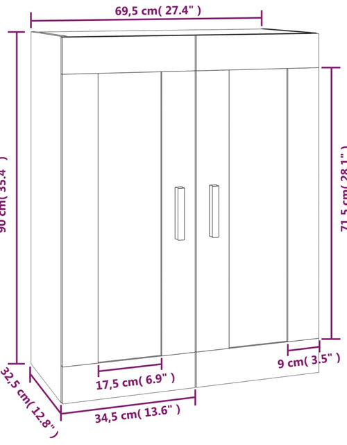 Încărcați imaginea în vizualizatorul Galerie, Dulap de perete, alb, 69,5x32,5x90 cm, lemn prelucrat Lando - Lando
