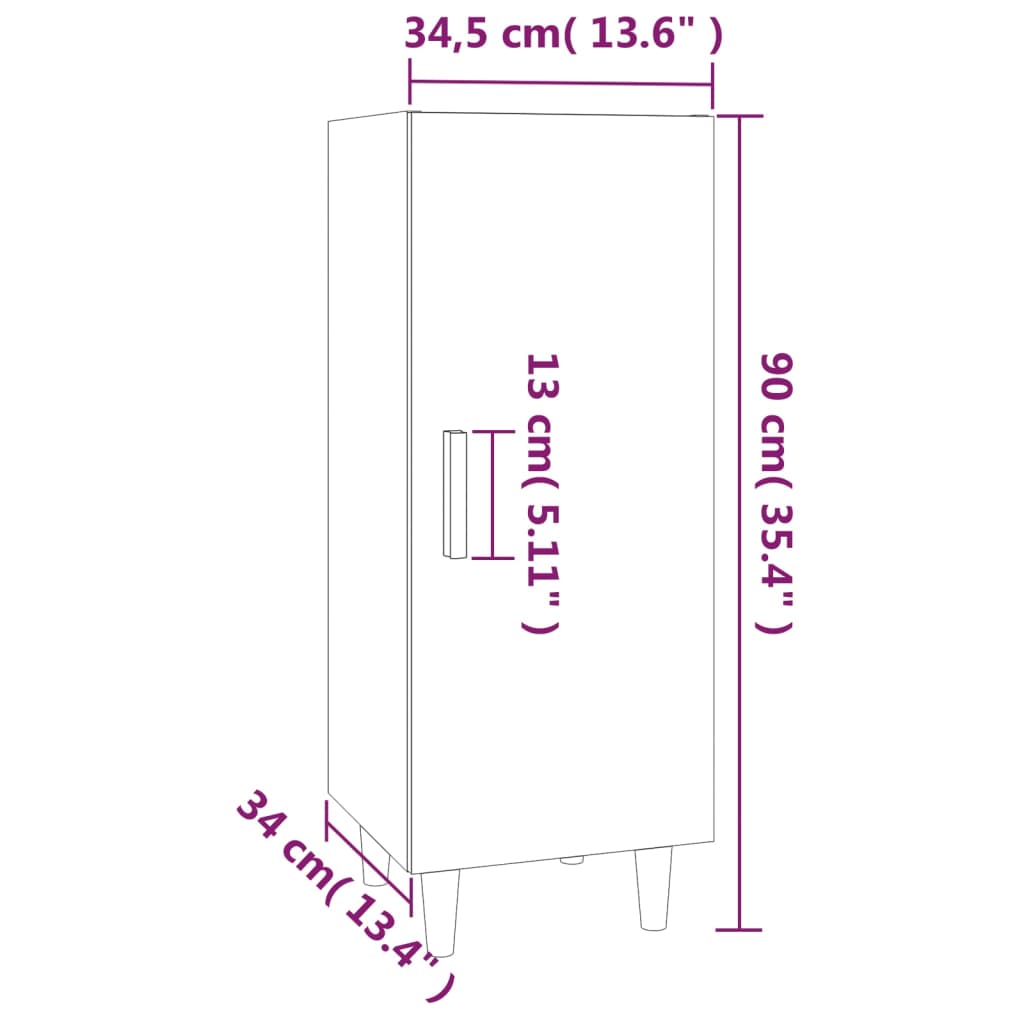 Servantă, gri beton, 34,5x34x90 cm, lemn compozit Lando - Lando