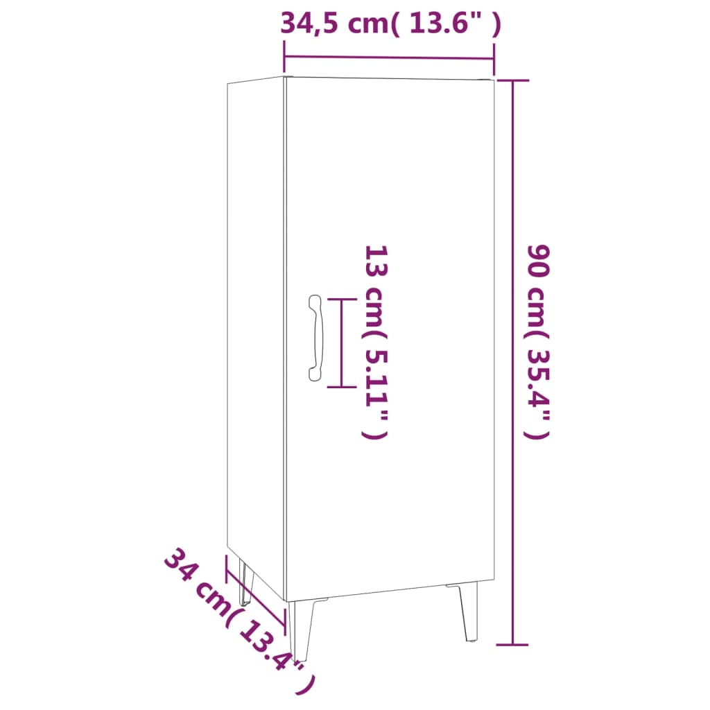 Servantă, alb extralucios, 34,5x34x90 cm, lemn compozit Lando - Lando