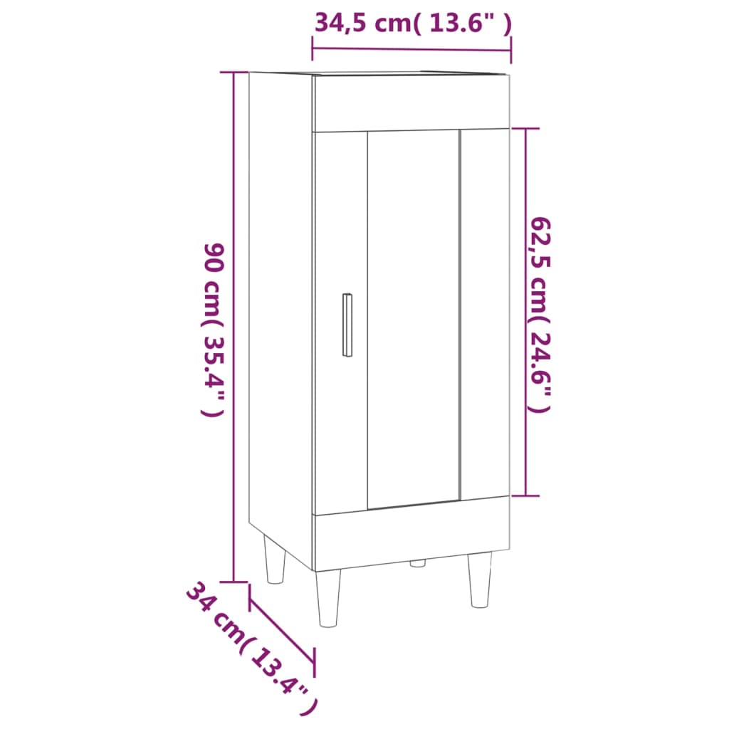 Servantă, gri beton, 34,5x34x90 cm, lemn compozit - Lando