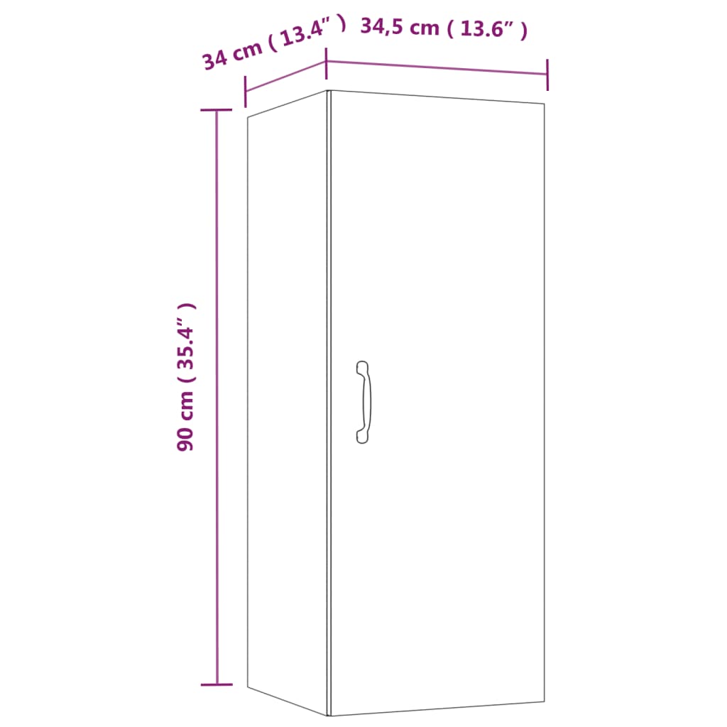 Dulap de perete suspendat, alb, 34,5x34x90 cm, lemn compozit Lando - Lando