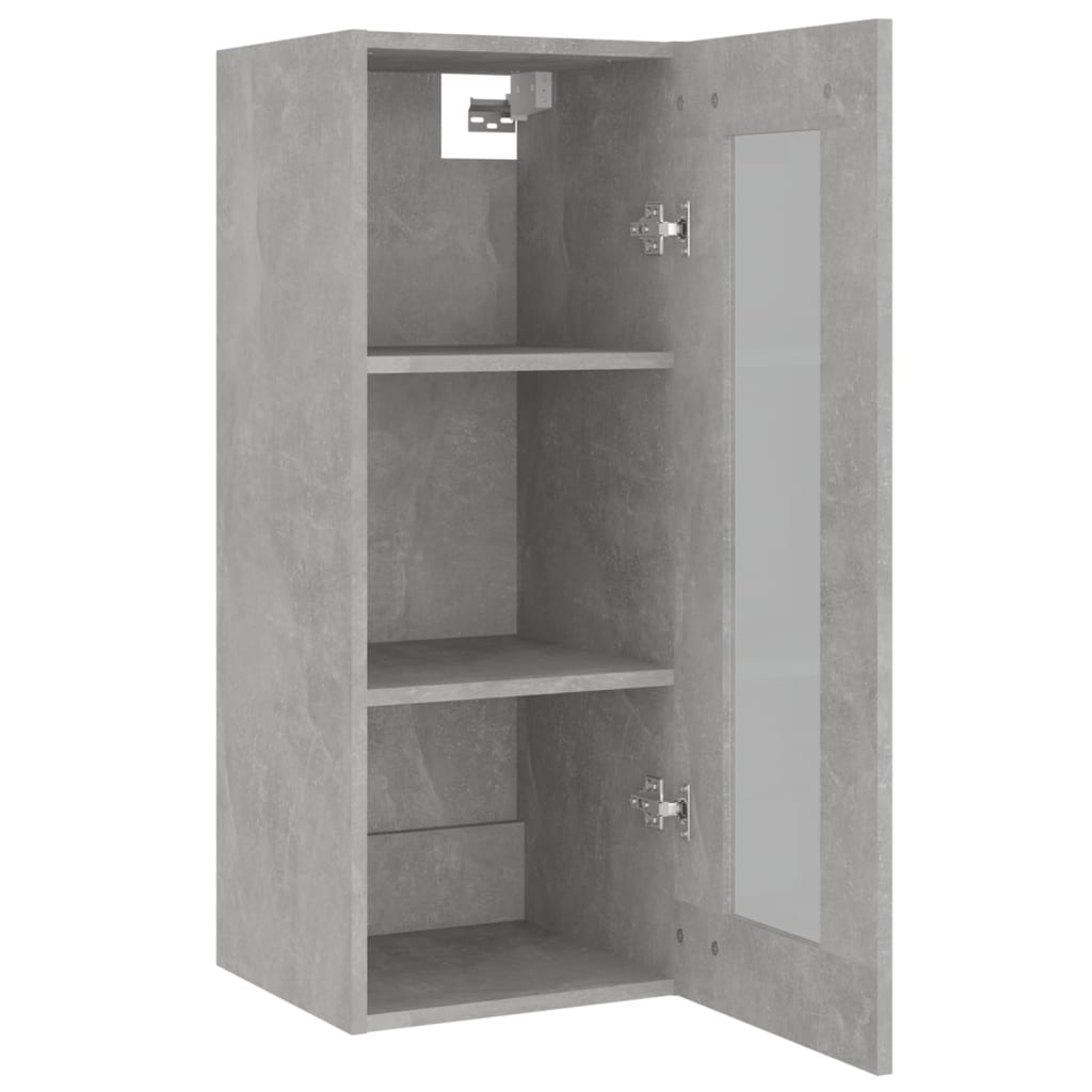 Dulap de perete suspendat, gri beton, 34,5x34x90 cm - Lando