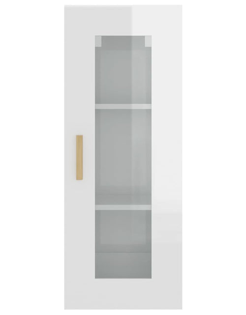 Încărcați imaginea în vizualizatorul Galerie, Dulap de perete suspendat, alb extralucios, 34,5x34x90 cm Lando - Lando
