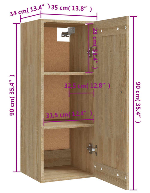 Загрузите изображение в средство просмотра галереи, Dulap suspendat, stejar sonoma, 35x34x90 cm, lemn prelucrat - Lando
