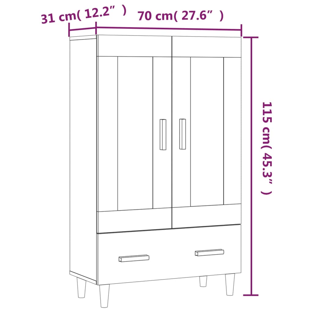 Dulap înalt, gri beton, 70x31x115 cm, lemn compozit Lando - Lando