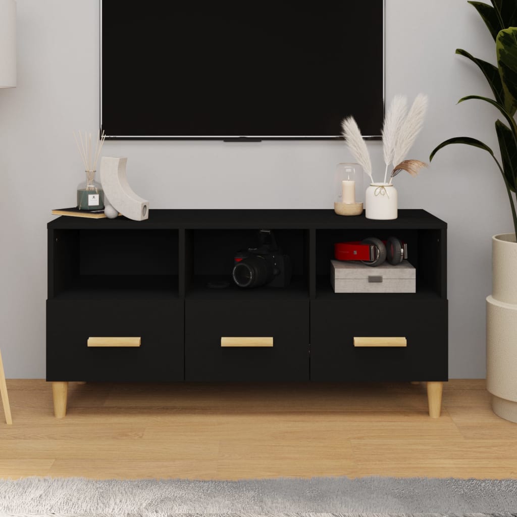 Comodă TV, negru, 102x36x50 cm, lemn compozit Lando - Lando