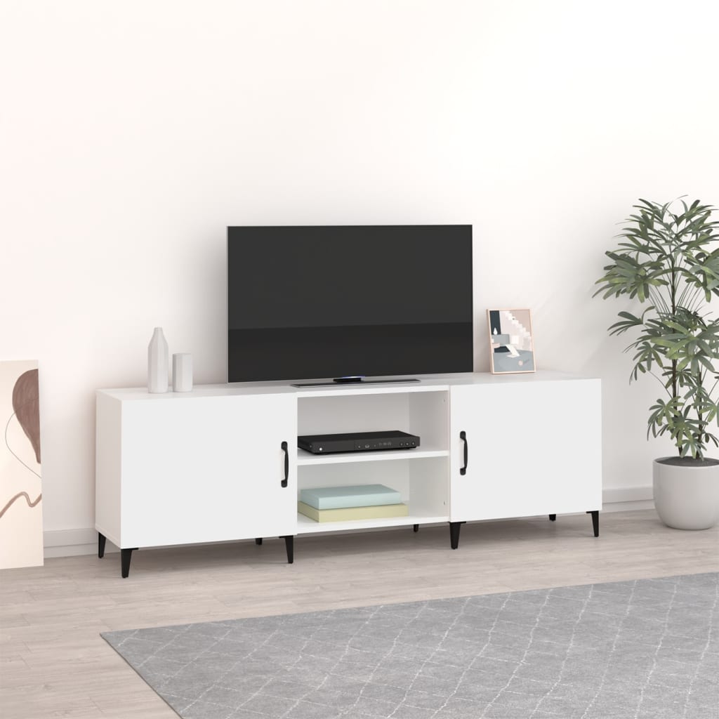 Comodă TV, alb, 150x30x50 cm, lemn compozit Lando - Lando