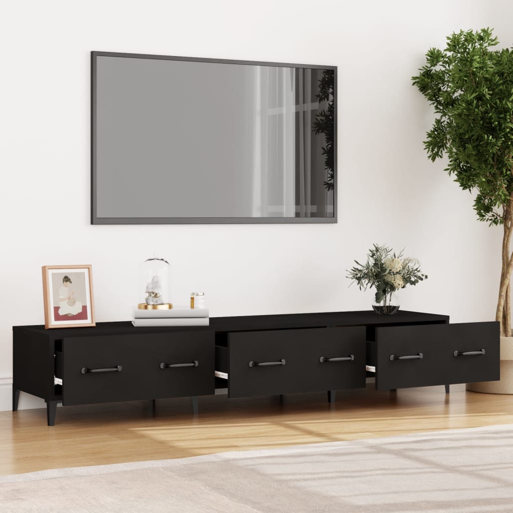 Comodă TV, negru, 150x34,5x30 cm, lemn prelucrat Lando - Lando