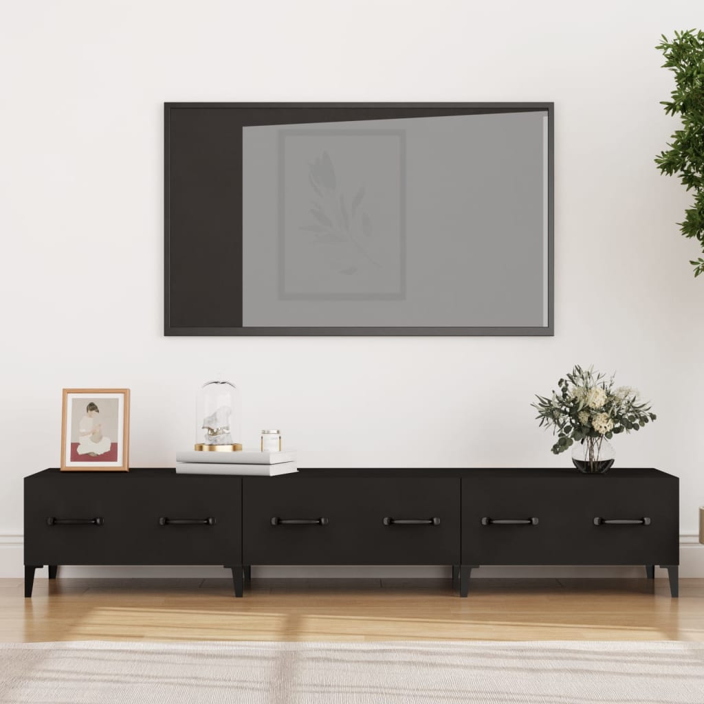 Comodă TV, negru, 150x34,5x30 cm, lemn prelucrat Lando - Lando