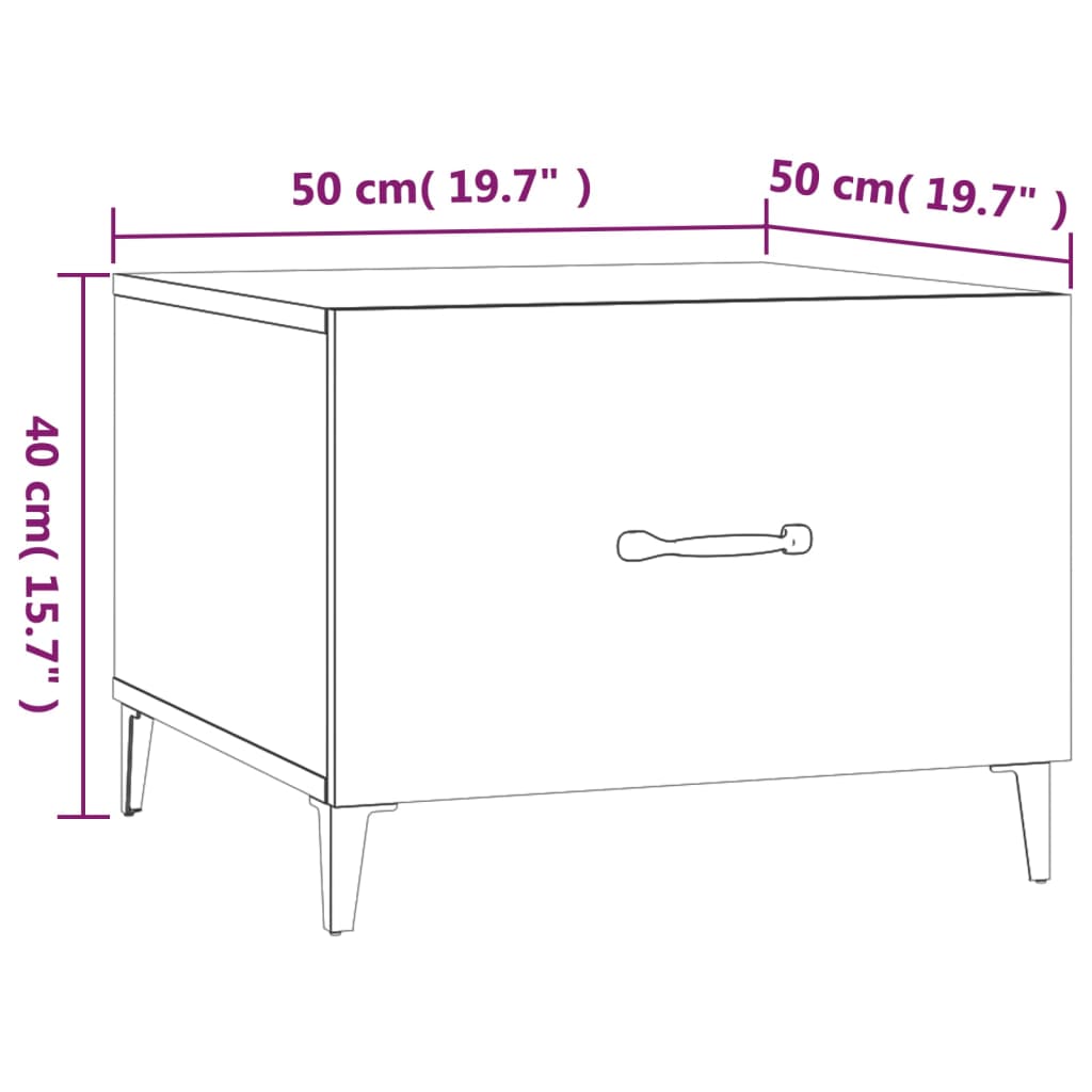 Măsuță de cafea picioare metalice 2 buc. gri beton 50x50x40 cm Lando - Lando