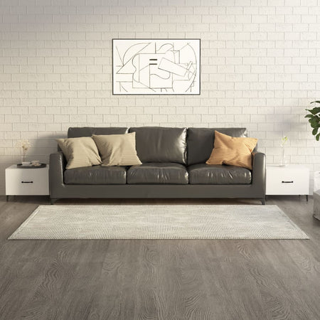 Măsuțe cafea picioare metalice 2 buc alb extralucios 50x50x40cm Lando - Lando