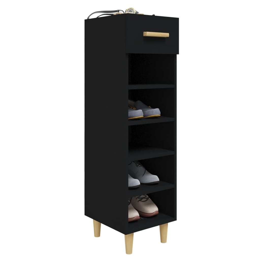Pantofar, negru, 30x35x105 cm, lemn compozit - Lando