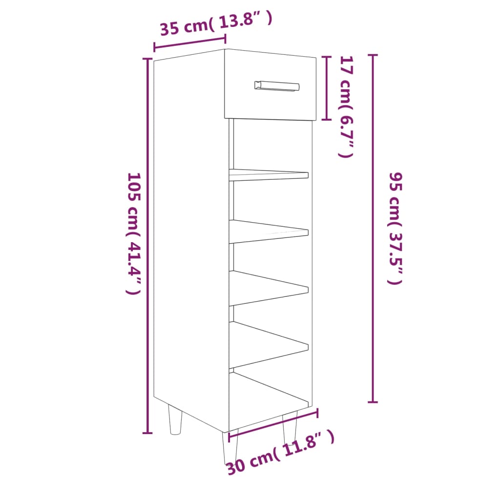 Pantofar, gri beton, 30x35x105 cm, lemn compozit - Lando