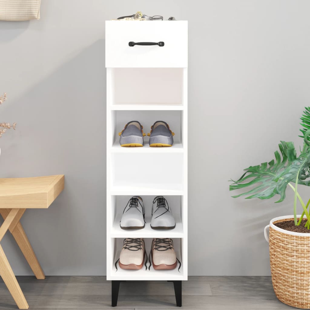 Pantofar, alb, 30x35x105 cm, lemn compozit - Lando