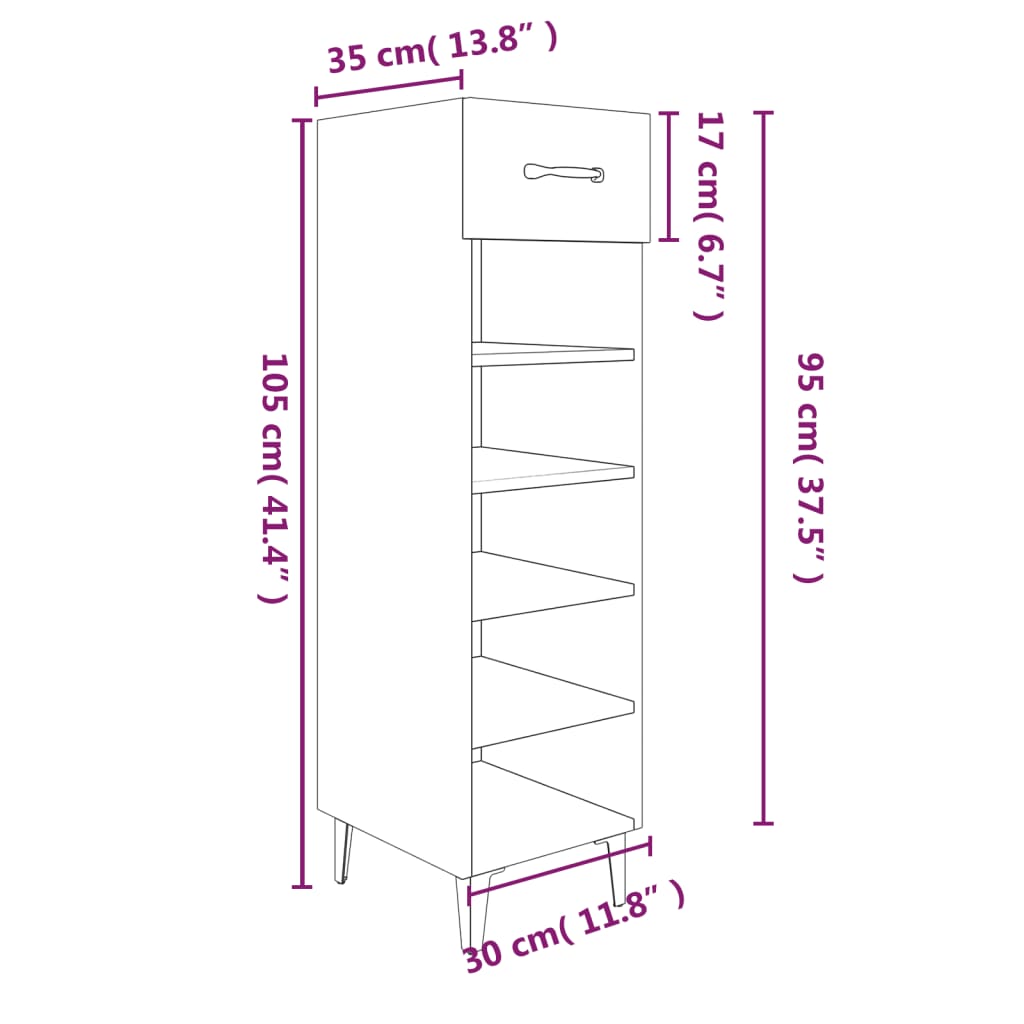 Pantofar, alb, 30x35x105 cm, lemn compozit - Lando