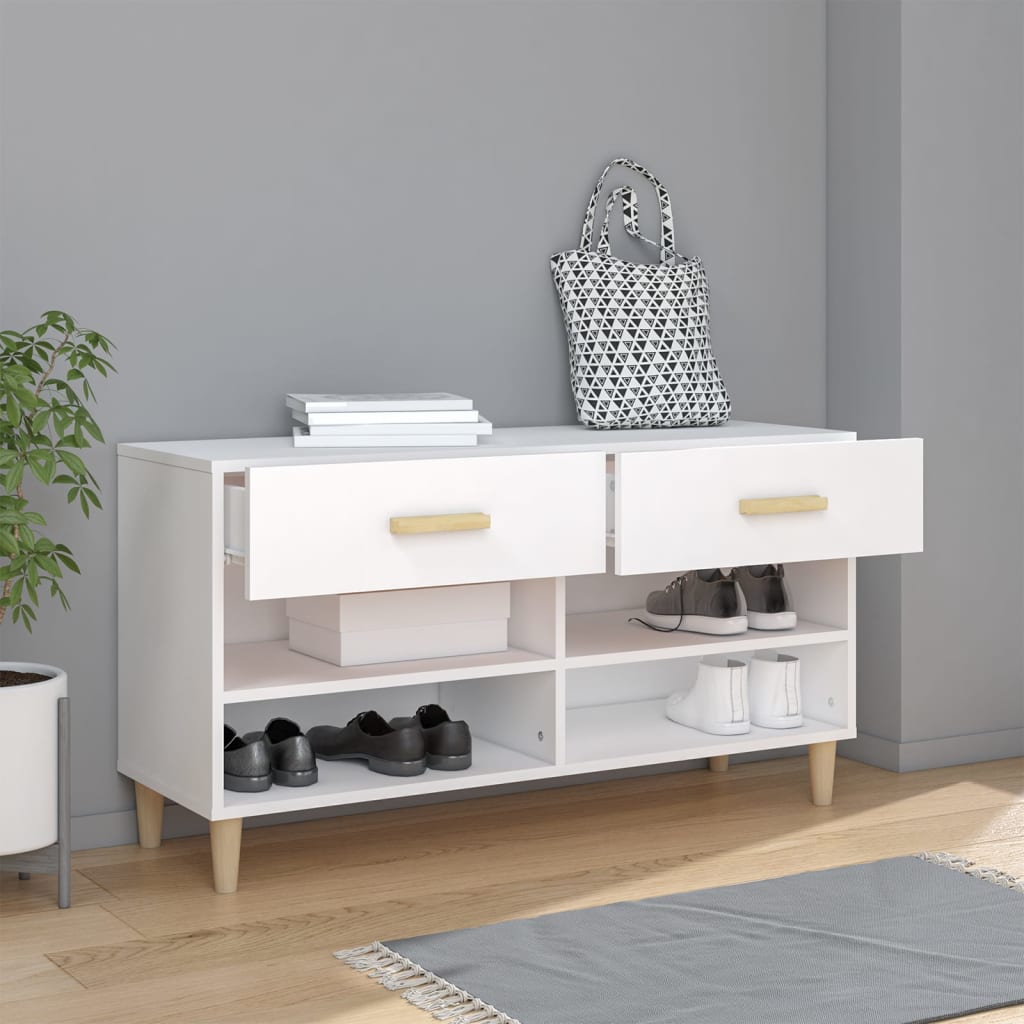 Pantofar, alb, 102x35x55 cm, lemn compozit - Lando