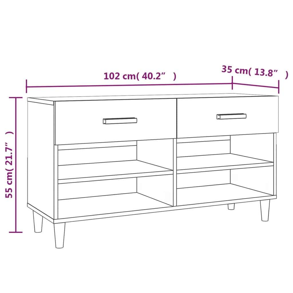 Pantofar, alb, 102x35x55 cm, lemn compozit - Lando