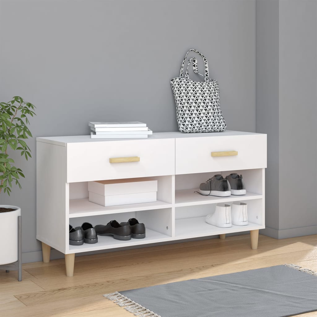 Pantofar, alb, 102x35x55 cm, lemn compozit - Lando